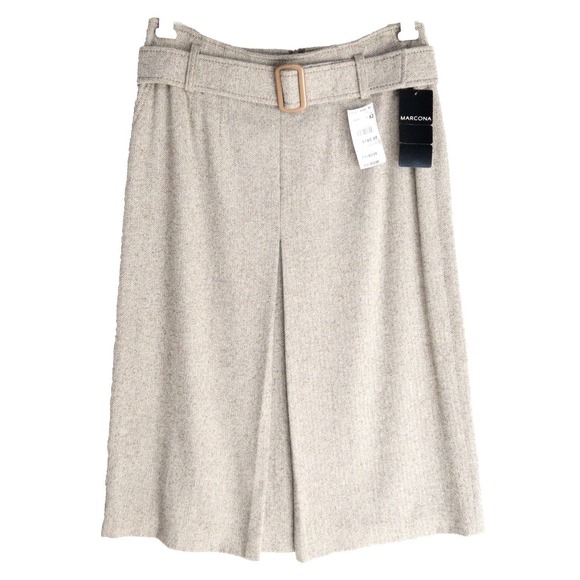 Marcona Dresses & Skirts - Vintage Marcona Wool Herringbone CBK Belted Pleated Euro Skirt Women 12 NWT $165